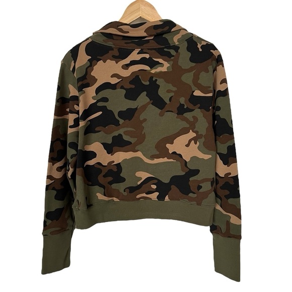 Veronica Beard Everly Camouflage Cowl Neck Sweatshirt Cuffed Sleeves Size Small - Picture 4 of 10